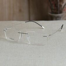 Rimless titanium silver eyelgasses frame mens business gold glasses gray eyewear