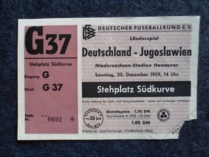 Deutschland-Jugoslawien 1959 Ticket Eintrittskarte DFB Länderspiel - Bild 1 von 2