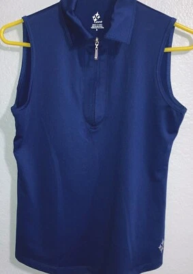 Jofit Womens Lightweight Dark Blue Sleeveless Performance Golf Polo Zip Size S - Image 1 of 4
