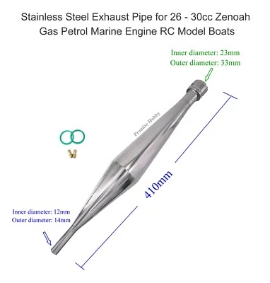 Stainless Steel Exhaust Pipe for 26 -30cc Zenoah Gas Marine Engine RC Boats - Image 1 of 4