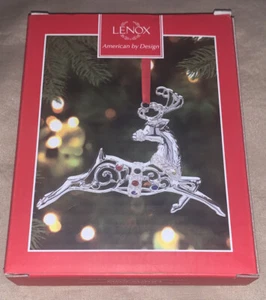 Lenox Sparkle And Scroll Frosted Multi Crystal Reindeer Ornament New In Box - Picture 1 of 6