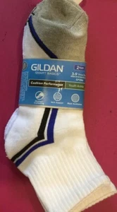 Gildan Smart Basics Youth Socks 2 pair Ankle Cushion Performance Shoe size 3-9. - Picture 1 of 4