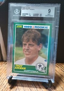 1989 Score Troy Aikman BGS 9 RC Rookie With 9.5 & 10