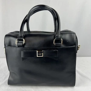 Kate Spade Womens Smooth Leather Top Handle Handbag Purse Black - Picture 1 of 21
