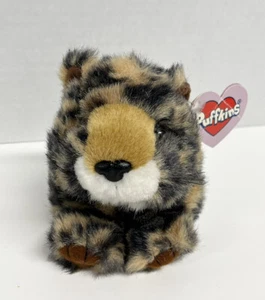 Puffkins Lenny Leopard 4.5" Plush Stuffed Animal Toy Swibco 1994 Tags Vintage - Picture 1 of 3