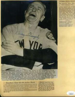 Casey Stengel JSA Coa Hand Signed Wire Photo On Album Page Autograph - Image 1 of 2