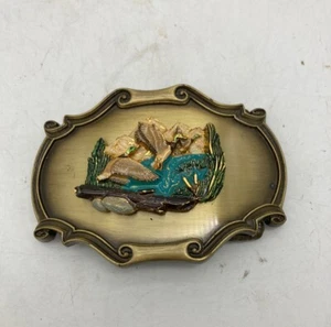 Vintage 1978 High End Brass Raintree Duck Hunting Belt Buckle Mallard  - Picture 1 of 4
