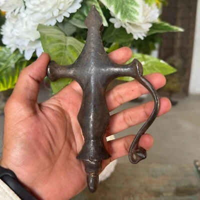 Mango de empuñadura de espada de hierro macizo forjado a mano raro de colección del siglo XIX Foto 1 de 4