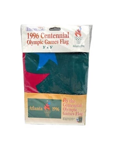  Vintage Emerson USA 1996 Centennial Olympische Spiele Flagge Banner 3 Fuß x 5 Fuß NEU - Bild 1 von 8