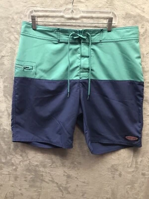 Bañador corto Vineyard Vines para hombre 34 azul verde sin forro dos tonos. Foto 1 de 4