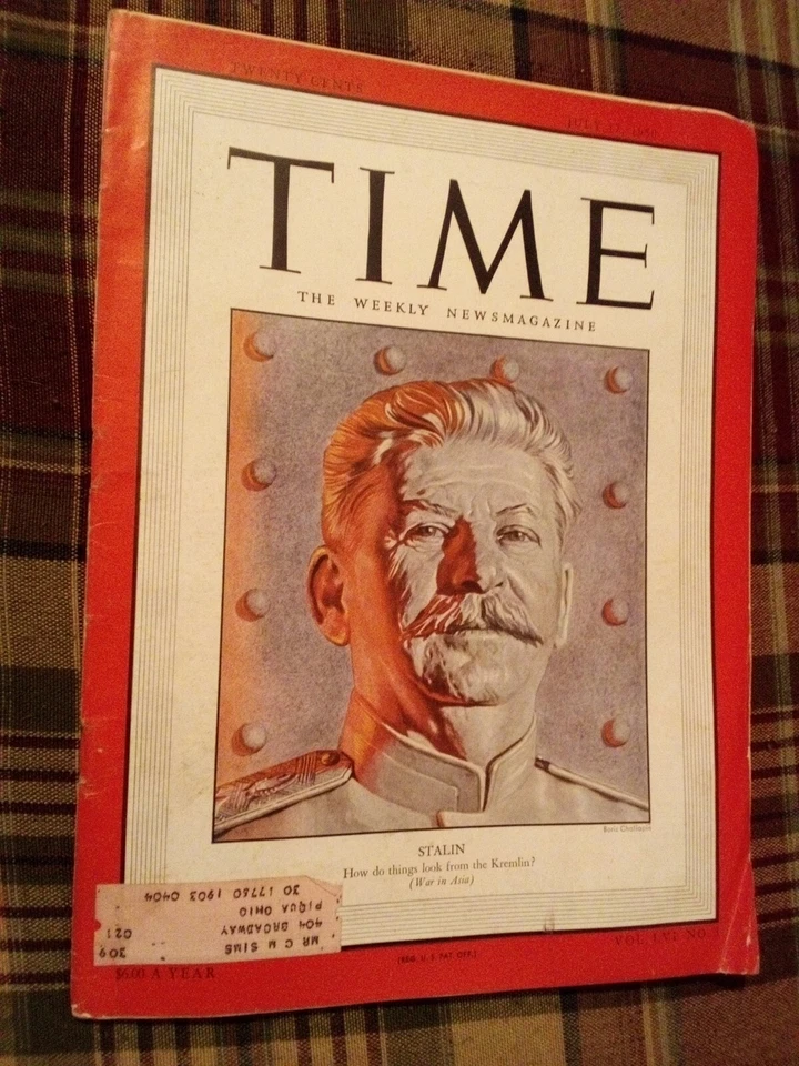 JOSEPH STALIN RUSSIA .... KOREAN WAR,  JULY  17, 1950 TIME MAGAZINE - Image 1 of 2