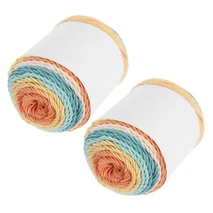 2Pcs 422 Yard Acrylic Yarn for Crocheting, Orange,Green,Yellow,Beige - Picture 1 of 6