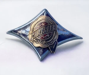 Grille Medallion 1936 Chrysler Airflow EXPORT Emblem Vee Badge Sharp Bend Base - Picture 1 of 13
