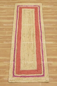 Red Runner Rug 100% jute braided handmade reversible carpet modern area rug 4x10 - Picture 1 of 15