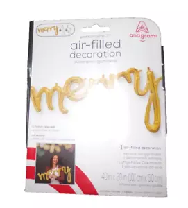 NEW Anagram GOLD MERRY Air-Filled Deco Balloon 40x20" CLtb - Picture 1 of 4