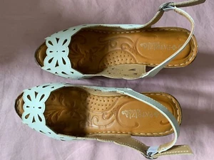 Patrizia by Spring Step White Wedge Cutout Buckle Strap Sandals Size 41/10 - Picture 1 of 4