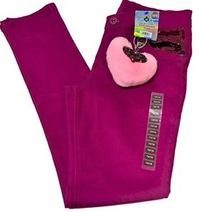 14/16-Girls My Favorite Knit Denim Jean-Magenta-Sequin-Pocket-Keychain-Heart-NWT - Picture 1 of 7