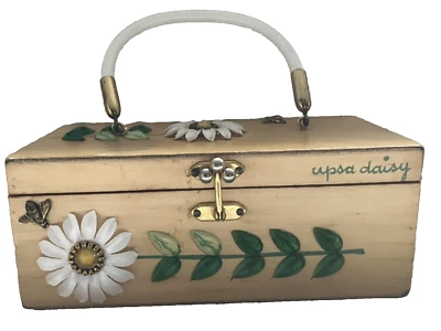 Enid Collins of Texas Box Bag Upsa Daisy wooden box bag bumble bees @1968 - Image 1 of 4