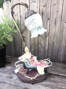 Art Nouveau Style Metal Lady Lounging Table Lamp - Picture 1 of 7
