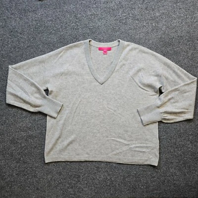Suéter Lily Pulitzer Mujer Talla Grande Gris Cachemira Cuello en V Manga Larga Cápsula Foto 1 de 4