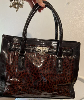 BRIGHTON Aristocrat RENAULT CHEETAH MG Patent Leather MG Satchel Handbag NO COPY - Image 1 of 4