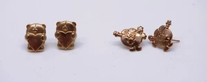 1x Pair of 9ct Yellow Gold 5mm Blue Topaz Gem Set Ear Studs Earrings + gift bag - Picture 1 of 3