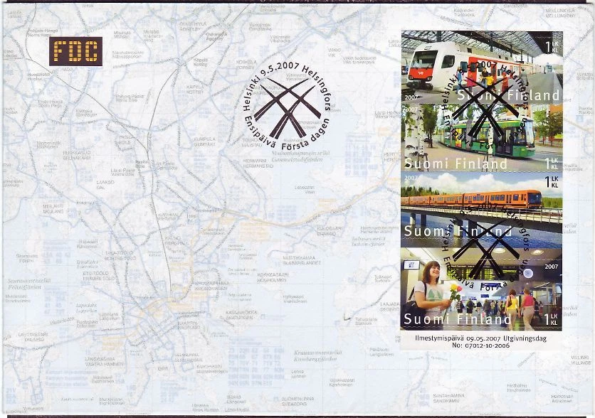 Tram Metro Map Underground Railway Subway Tramline Finland Helsinki FDC 2007   - Image 1 of 1