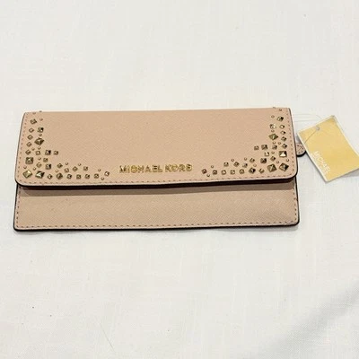 Michael Kors Tan/Nude Leather Gold Studded Wallet New With Tags - Image 1 of 4