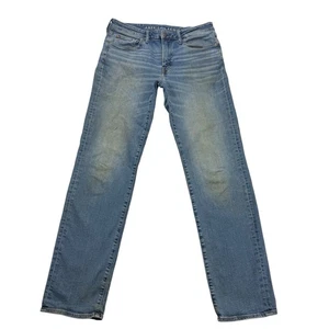 American Eagle Jeans Mens 34 X 34 Blue Denim Original Straight Distressed - Picture 1 of 13
