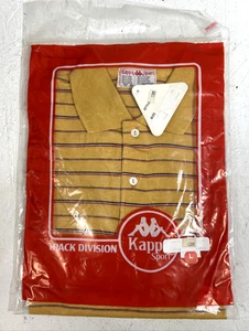 Vintage Kappa Poloshirt Herren Large Gold Rot Blau Streifen Wolle Baumwolle Made in Italy " - Bild 1 von 3