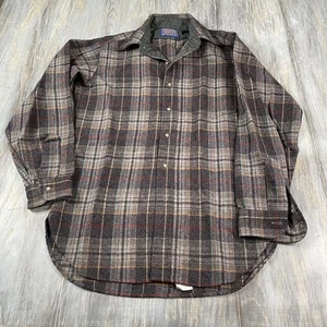 Vintage Pendleton Wool Flannel Shirt Mens Size Small Button Up Brown Plaid - Picture 1 of 3