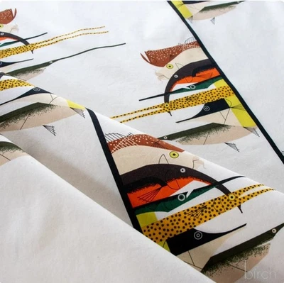 Charley Harper•Coastal Vol 2•Gone Fishin Fishing Fabric!Organic Cotton •1yd•BTY  - Image 1 of 4