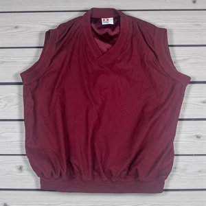 VTG USA Dodger GOLF Vest Men's 2XL Maroon Burgundy V-Neck Pullover Windbreaker - Picture 1 of 6