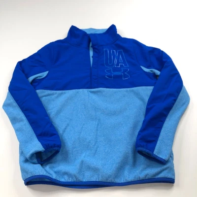 Under Armour Loose ColdGear Youth Large Boy's Children's Mock Neck Pullover Blue - Image 1 of 4