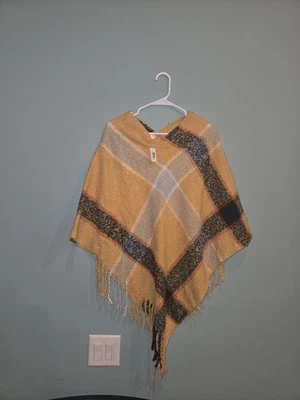 Womens Top it Off Plaid Cape Poncho -One Size - Fringe -  - Image 1 of 2