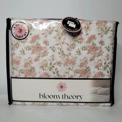 Nuevo en Paquete Bloom Theory Rosa Verde Oliva Floral 6 Piezas Juego de Sábanas Queen Casa de Campo Foto 1 de 4