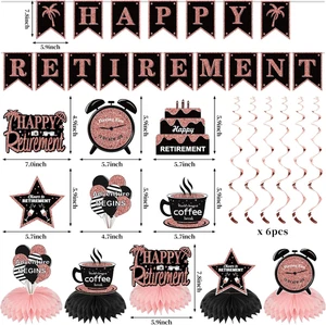 Kit de 20 piezas de globos de pancarta de fiesta de feliz jubilación para mujer oro rosa - Imagen 1 de 6