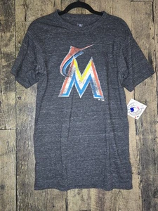 NWT Majestic Men's Miami Marlins Short Sleeve T-Shirt Gray Sz Large - Picture 1 of 5