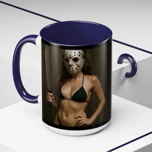 Jason As A Hot Girl In A Bikini Coffee Cup Mug Friday the 13th Halloween Horror - Picture 1 of 79