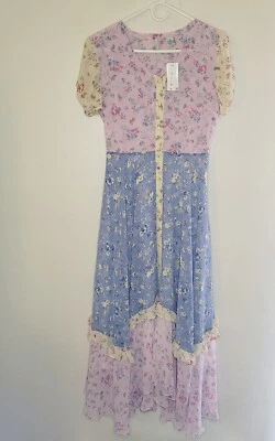 Evie Dress Womens Small Patchwork Milkmaid Peasants Romantic Cottagecore Boho - Image 1 of 4