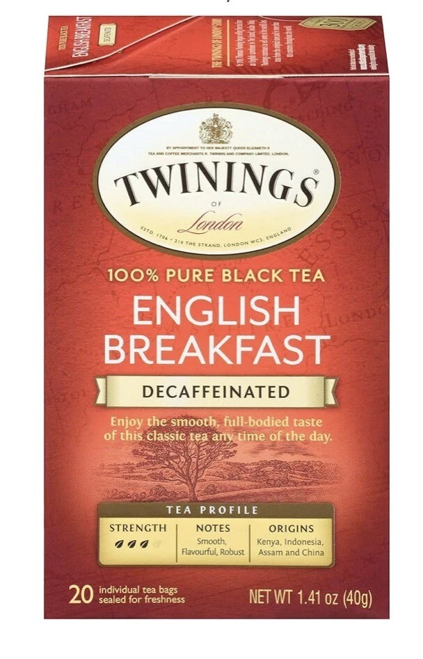 Bolsas de té negras para desayuno inglés descafeinado Twinings, 20 unidades Foto 1 de 1