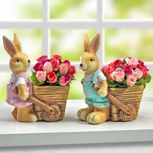 Blumentopf »Hasenpaar« 2tlg. Tontopf, 16 cm Blumentopf Figur, Übertopf, Frühling - Bild 1 von 1