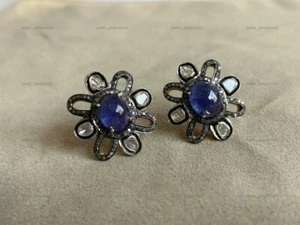 Pendientes de boda de plata esterlina 925 ovalados de tanzanita natural para ... - Imagen 1 de 9