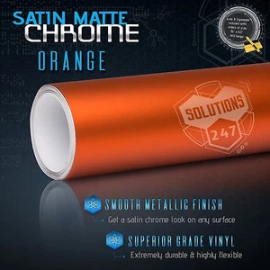 Orange Satin Matte Chrome Metallic Vinyl Film Wrap Sticker Air Free 36" x 60" In - Picture 1 of 8
