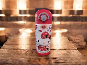 12oz Double Wall Stainless Steel Kids Water Bottle, Red Lid, Kitty Design - Picture 1 of 1