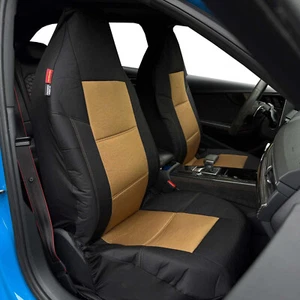 High Back Seat Covers For Wrangler JK 2 Doors Black & Brown Waterproof Canvas - Bild 1 von 7