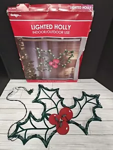 Design Group Christmas Holiday Lighted Holly Indoor Outdoor Window Home Decor - Picture 1 of 10