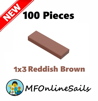 **NEW** 100x Genuine LEGO 1x3 Tiles - Reddish Brown - Bulk Lot Piece #63864 - Image 1 of 4