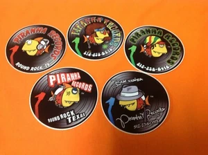 5 New Stickers Piranha Records Logo Punk Soul Jazz Reggae Music Round Rock Texas - Bild 1 von 5