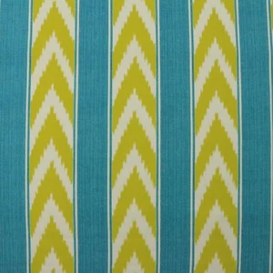 P KAUFMANN IKAT STREIFEN INSEL BLAU GOLD OUTDOOR MULTIUSE STOFF VON YARD 54"W - Bild 1 von 6